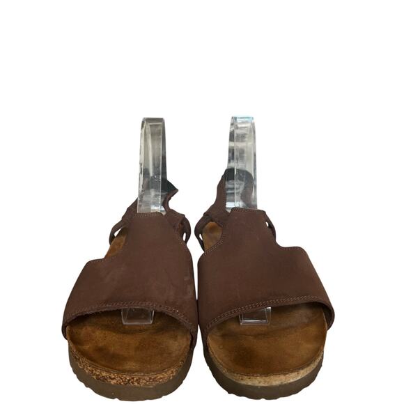 Naot Womens Brown Nubuck Leather Slingback Wedge Sandal Size 11 US 42 EU Comfort - Picture 3 of 10